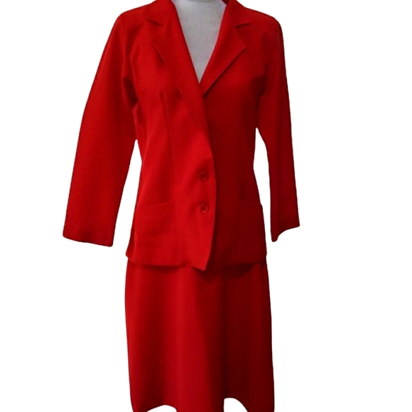 BonWorth Dresses & Skirts - BonWorth Women's Red 2 piece Blazer Skirt Set Career Church Set Wonens…